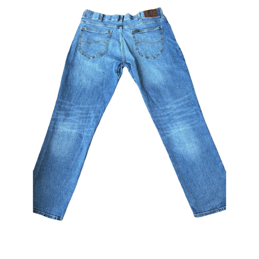 Lee Straight Taper Jeans Mens 36x29 Blue Denim Relaxed Faded Workwear Casual